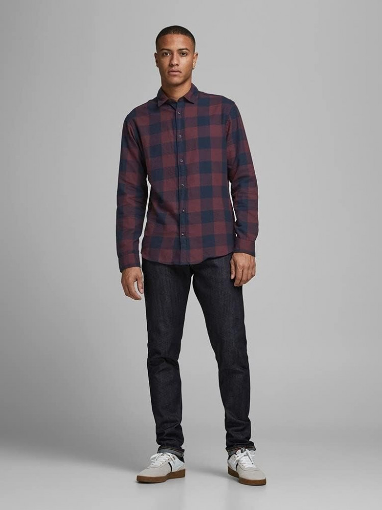 قميص Jack & Jones قطني مربعات رجالي | أكمام طويلة | مقاس M