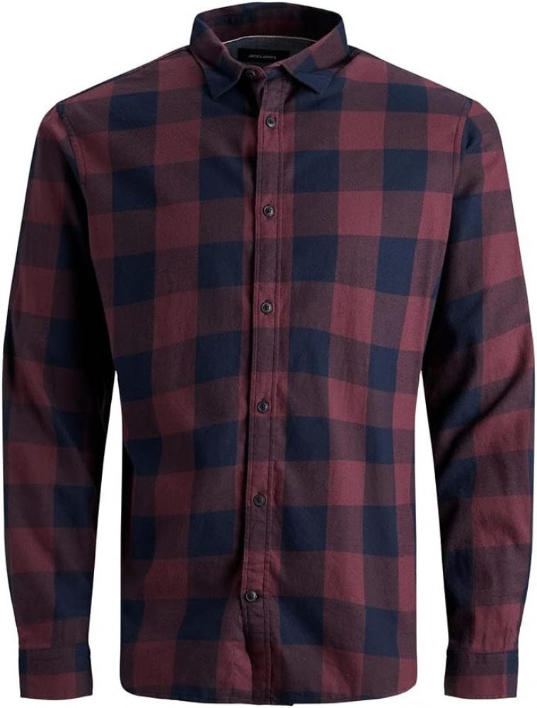 قميص Jack & Jones قطني مربعات رجالي | أكمام طويلة | مقاس M