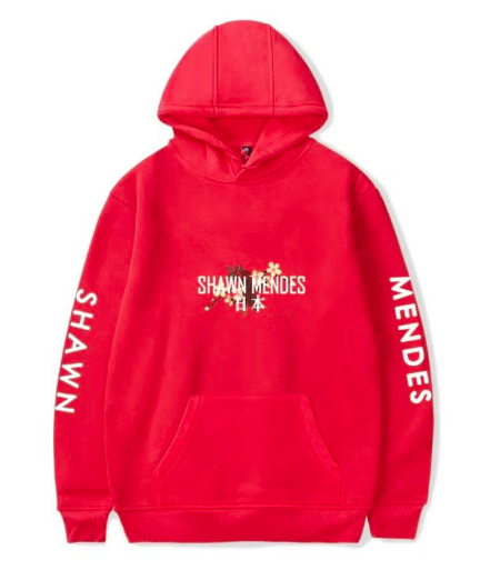 هودي بطبعة عبارة "Shawn Mendes" أحمر/ أبيض/ أسود من جوي شيك size-S