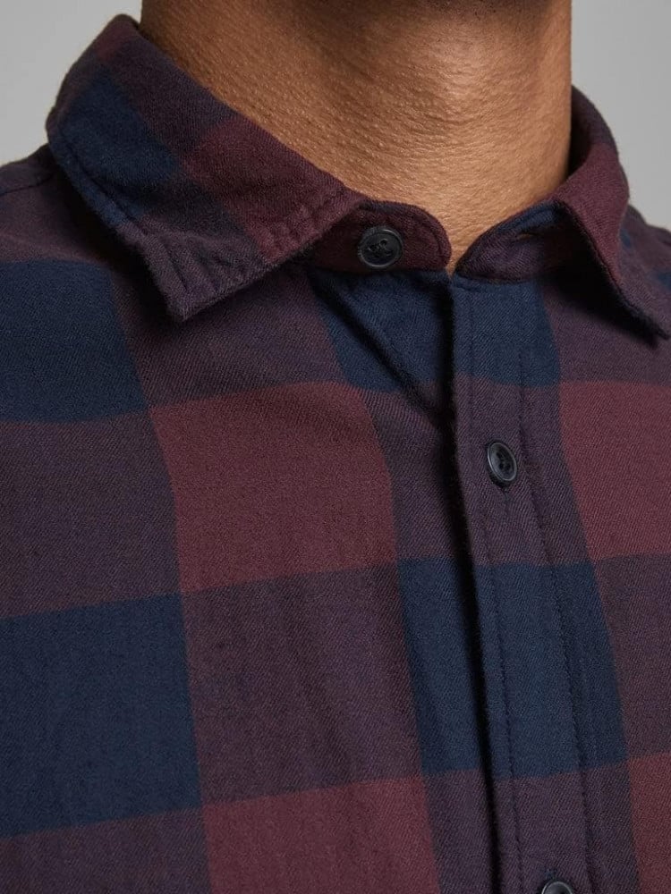 قميص Jack & Jones قطني مربعات رجالي | أكمام طويلة | مقاس M