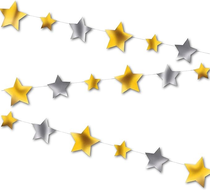 مجموعة اكليل نجوم فضية وذهبي ليتل ستار بكتابة Twinkle