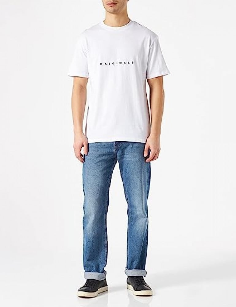 تي شيرت جيه جيه اي جينز باكمام قصيرة للرجال من جاك اند جونز، قبة دائرية SIZE M