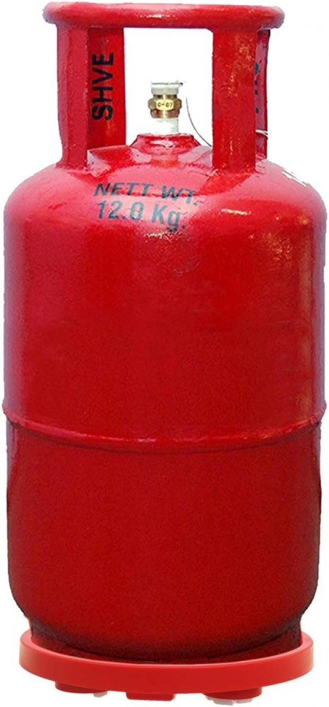 عربة حامل غاز بلاستيكية مزودة ب2 عجلات حمراء من Kuber Industries, CTKTC030614