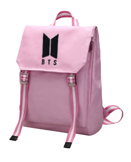 حقيبة ظهر مطبوع عليها شعار BTS وردي