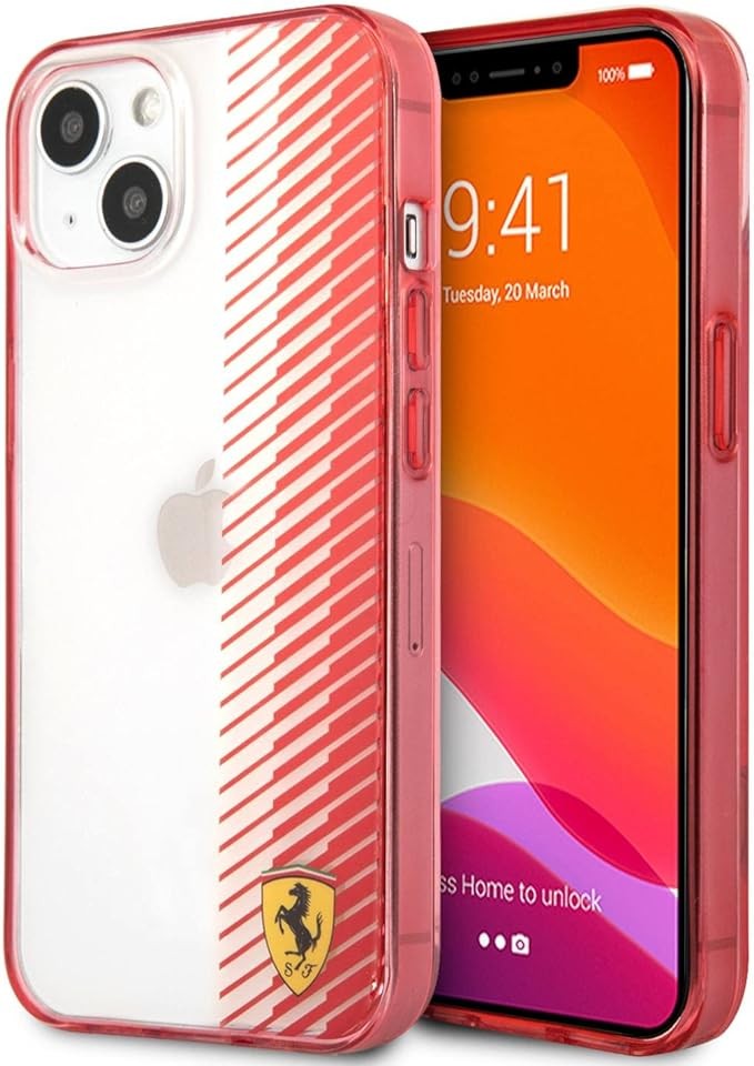 إكسسوارات رائعة للهواتف الذكية والأجهزة اللوحية غطاء لهاتف iPhone 13 Mini Licenza Ferrari Trasparente Rosso