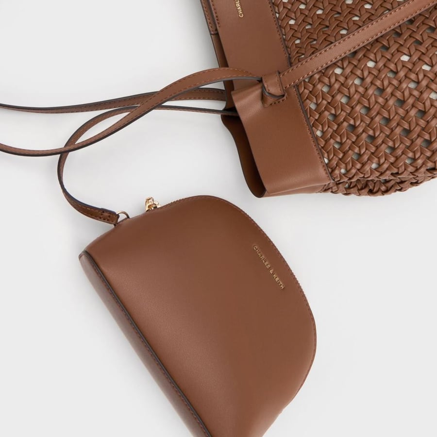 حقيبة كالا المنسوجة - شوكولاتة | Calla Woven Tote Bag - Chocolate