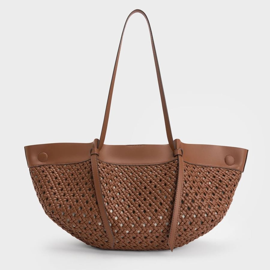 حقيبة كالا المنسوجة - شوكولاتة | Calla Woven Tote Bag - Chocolate