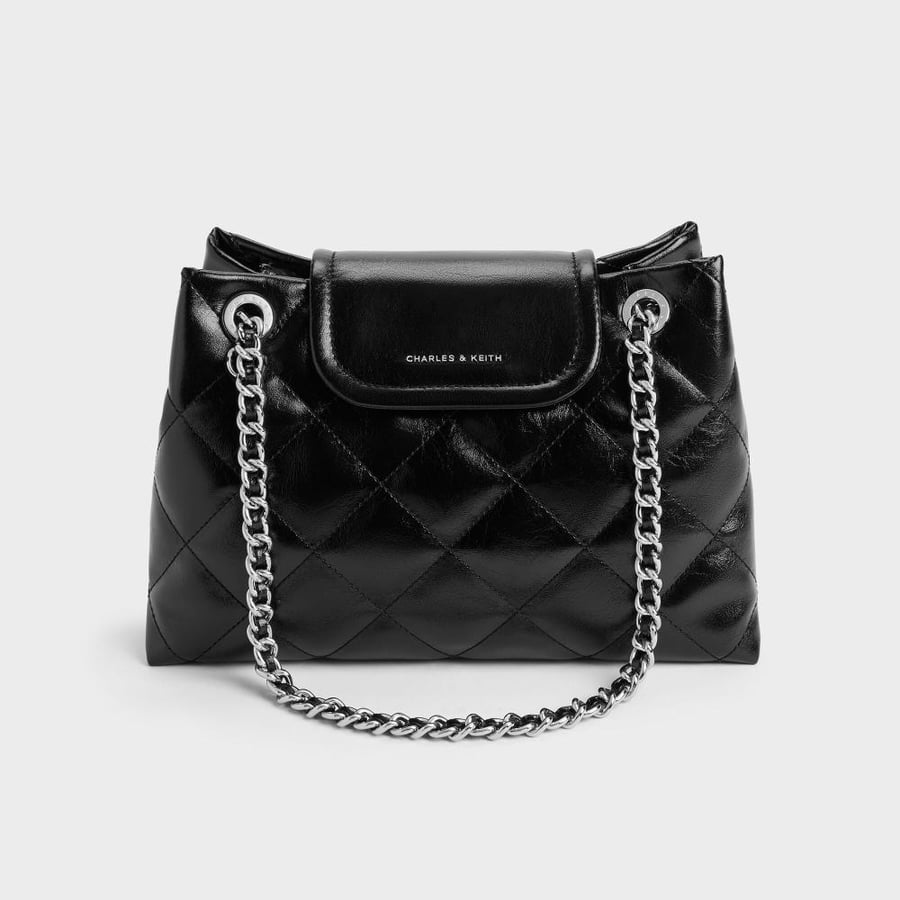 حقيبة أبفرا المبطنة - أسود | Apfra Quilted Shoulder Bag - Black