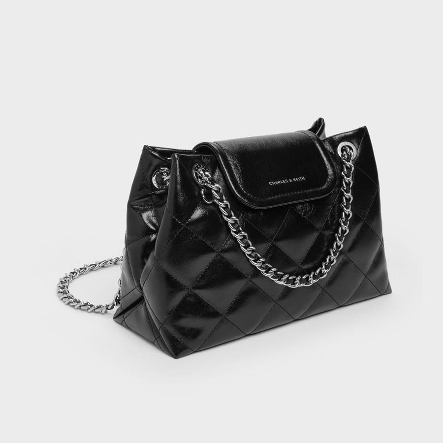 حقيبة أبفرا المبطنة - أسود | Apfra Quilted Shoulder Bag - Black