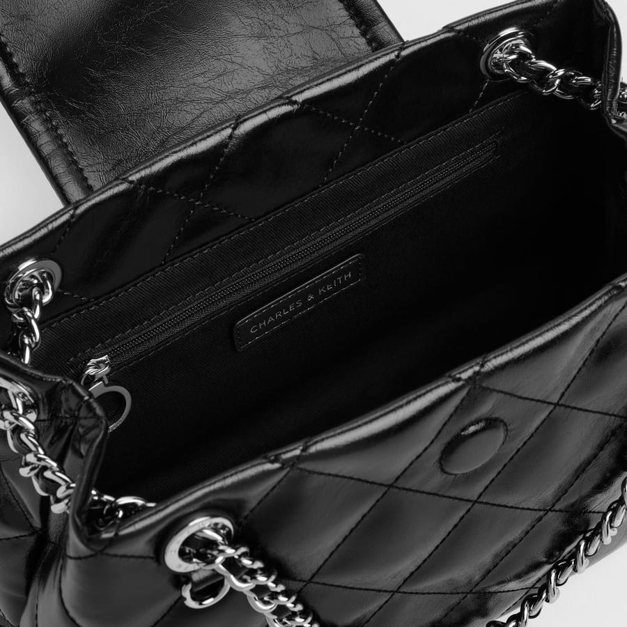 حقيبة أبفرا المبطنة - أسود | Apfra Quilted Shoulder Bag - Black