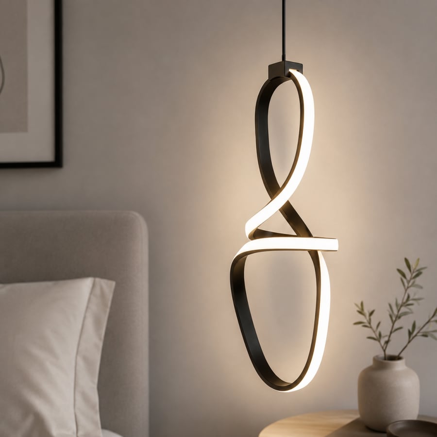 انارة سقف LED حديثة بتصميم مينيمالي هندسي باللون الأسود