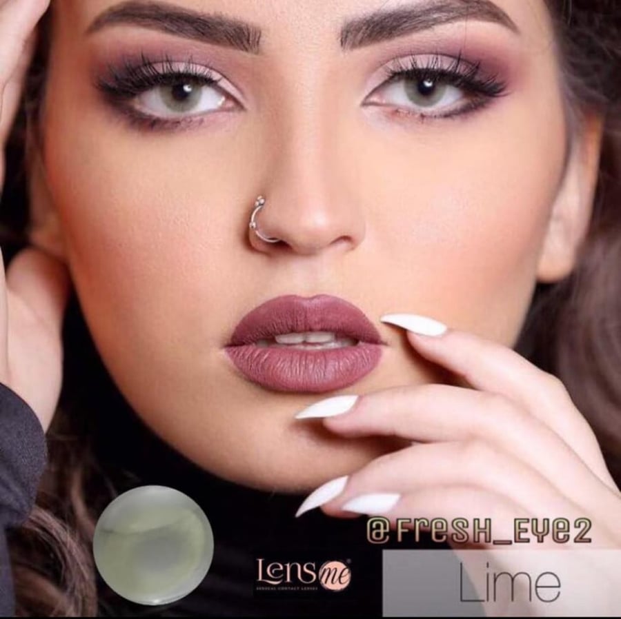 لايم عدسات لنسمي lensme نورة بو عوض  lime ملونة لاصقة شهرية مكبرة محدد