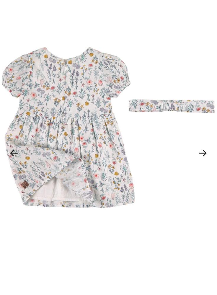 CARRÉMENT BEAU Floral Dress Set White طقم فستان وربطة شعر من كارمن بو