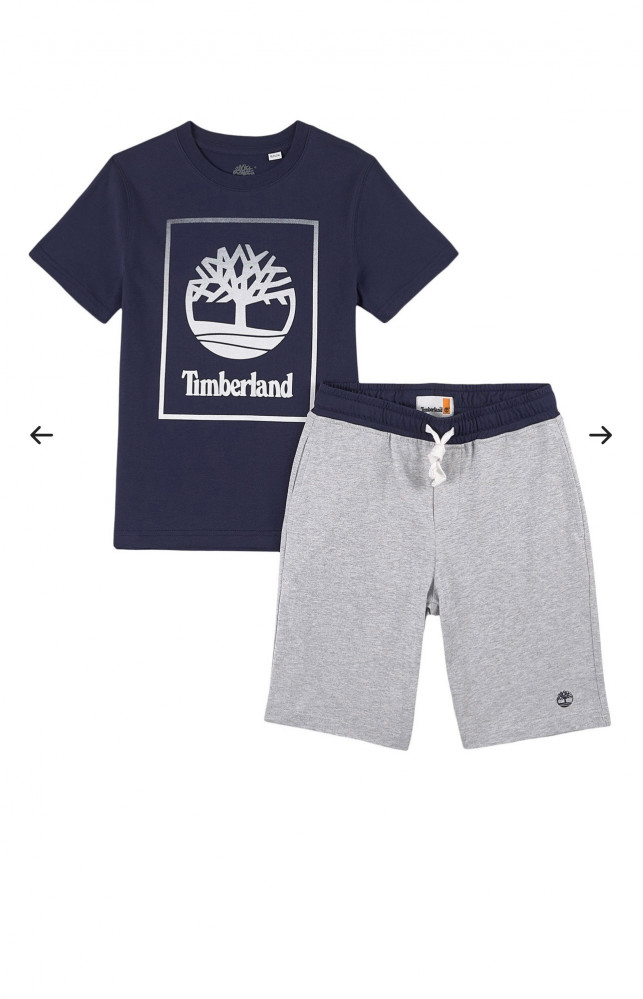 TIMBERLAND Logo T-shirt And Shorts Set Navy طقم شورت وبلوزة من تيمبرلاند