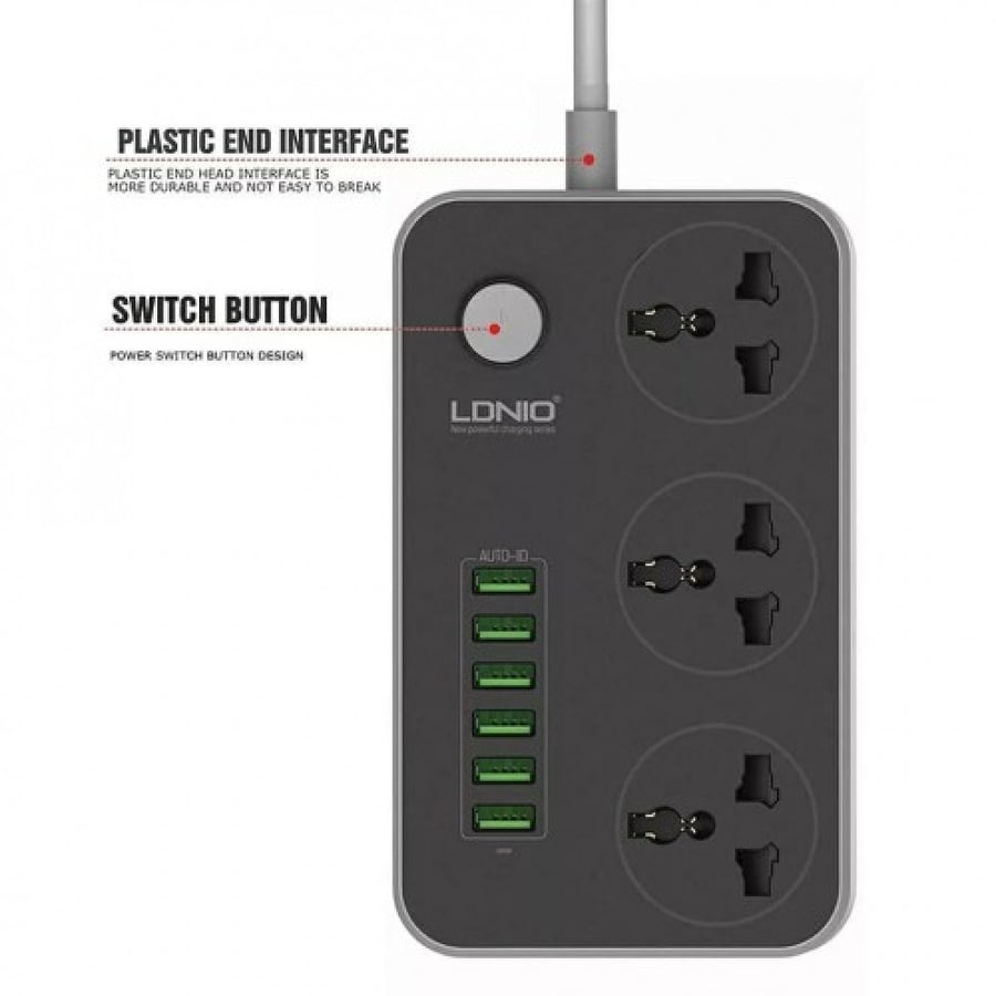 Power extension with 6 USB ports and 3 electrical outlets