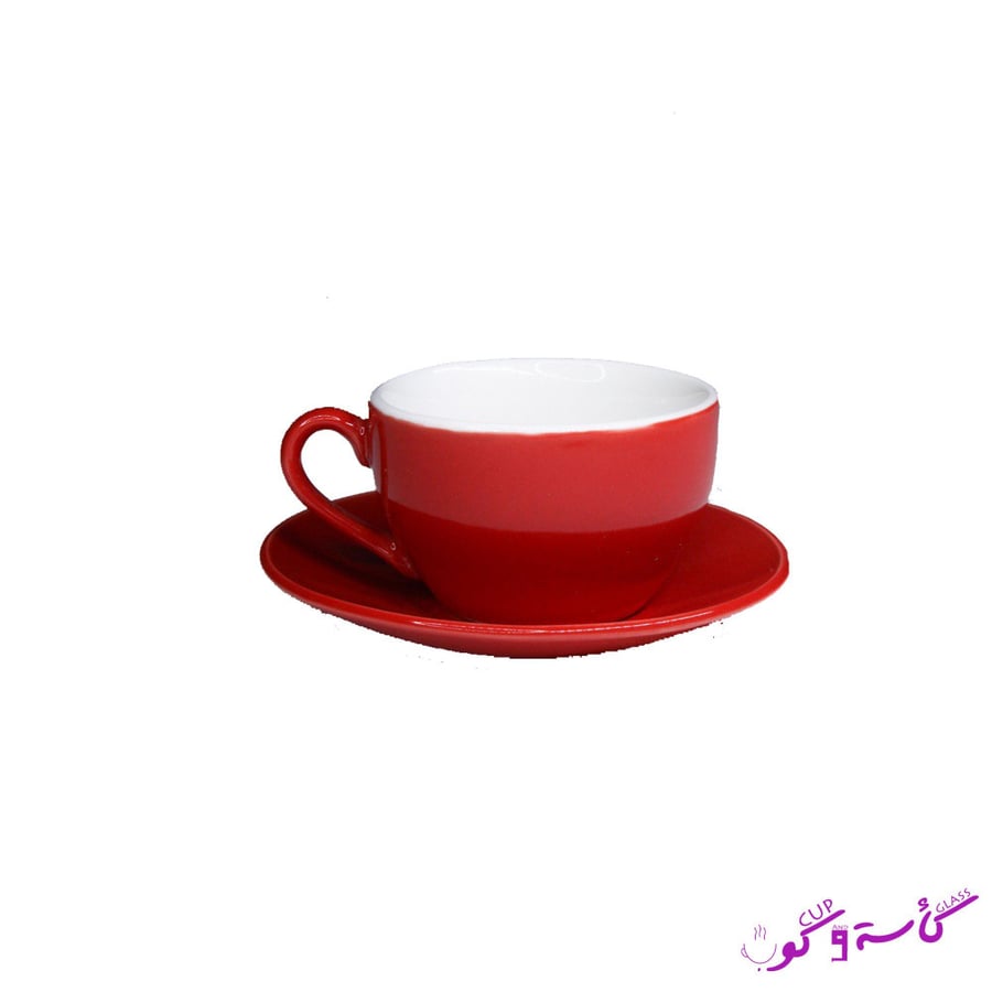 كوب مع صحن أحمر 80 مل