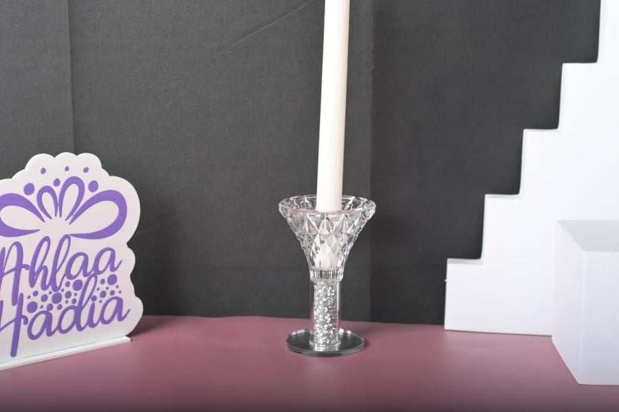 A set of (6) 8cm glass candle holders