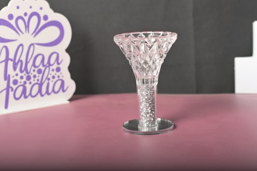 A set of (6) 8cm glass candle holders