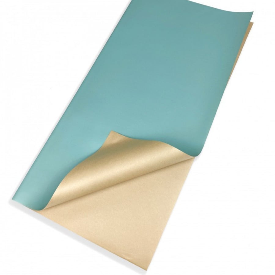 A set of (20) gift wrapping papers, two sides, brown and cyan
