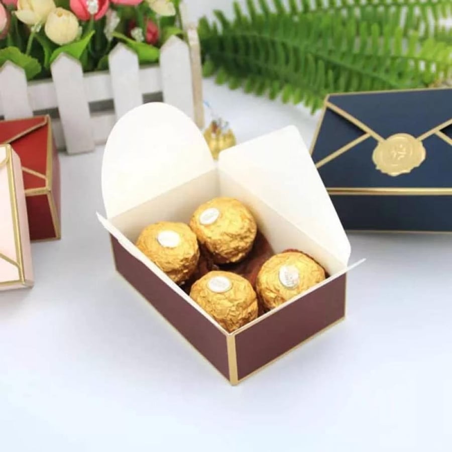 A set of (12) luxury boxes for chocolate and sweets, burgundy color