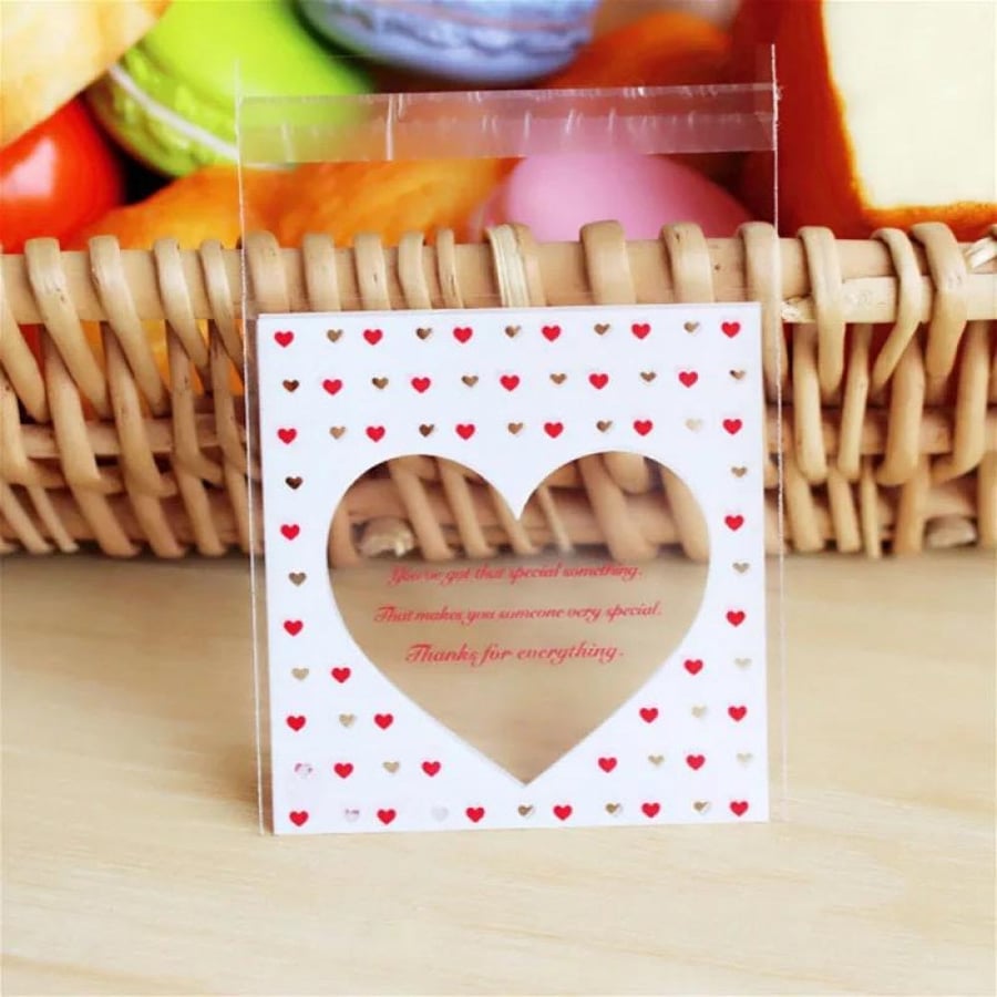 Set of (100) plastic bags with adhesive