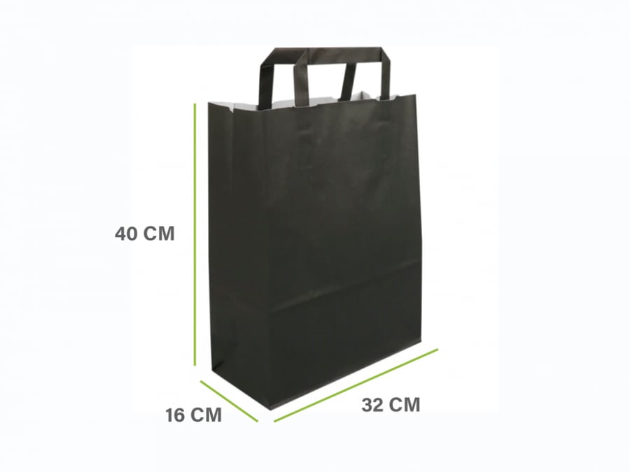 Set of (12) black paper bags, size 40*32*16 cm