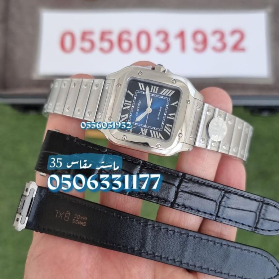 ساعة كارتير سانتوس دو ماستر طبق الأصل مع سوار جلدي إضافي