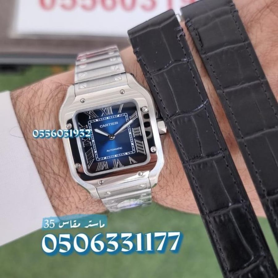ساعة كارتير سانتوس دو مع مينا أزرق و سوار ستيل