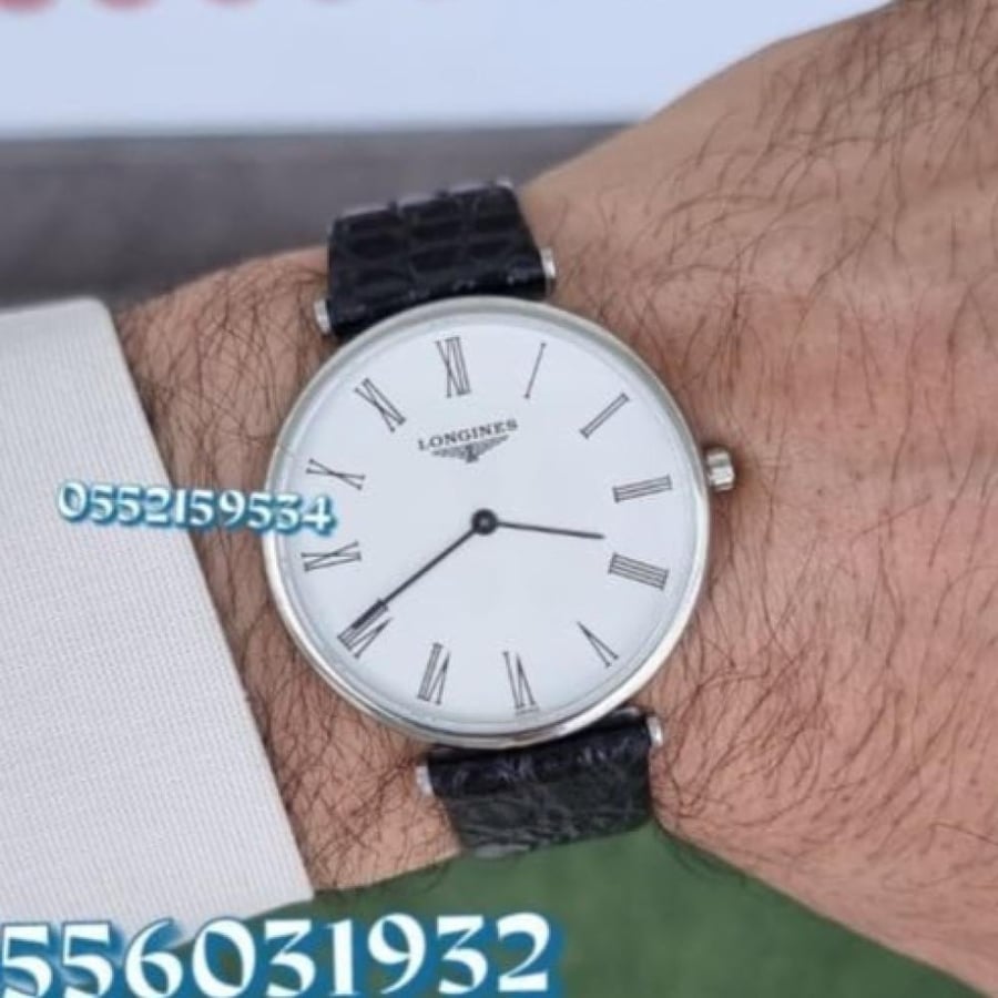 ساعة لونجين الانيقه جلد اسود أرقام رومانية