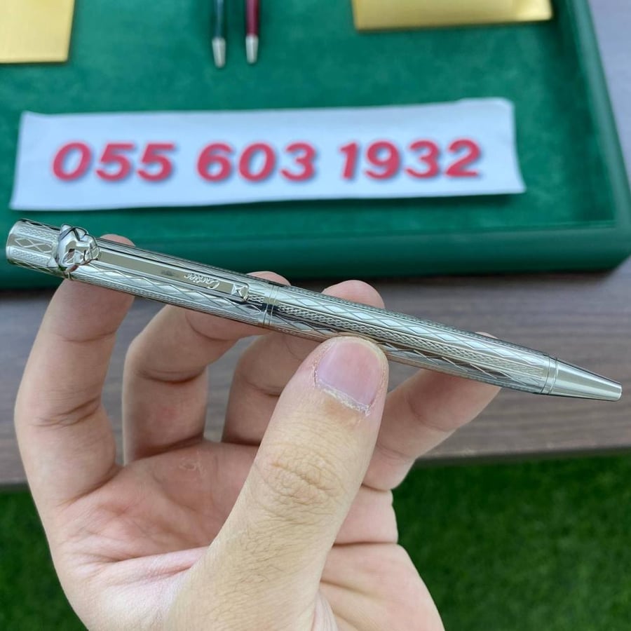 قلم كارتير بانثر فضي منقوش