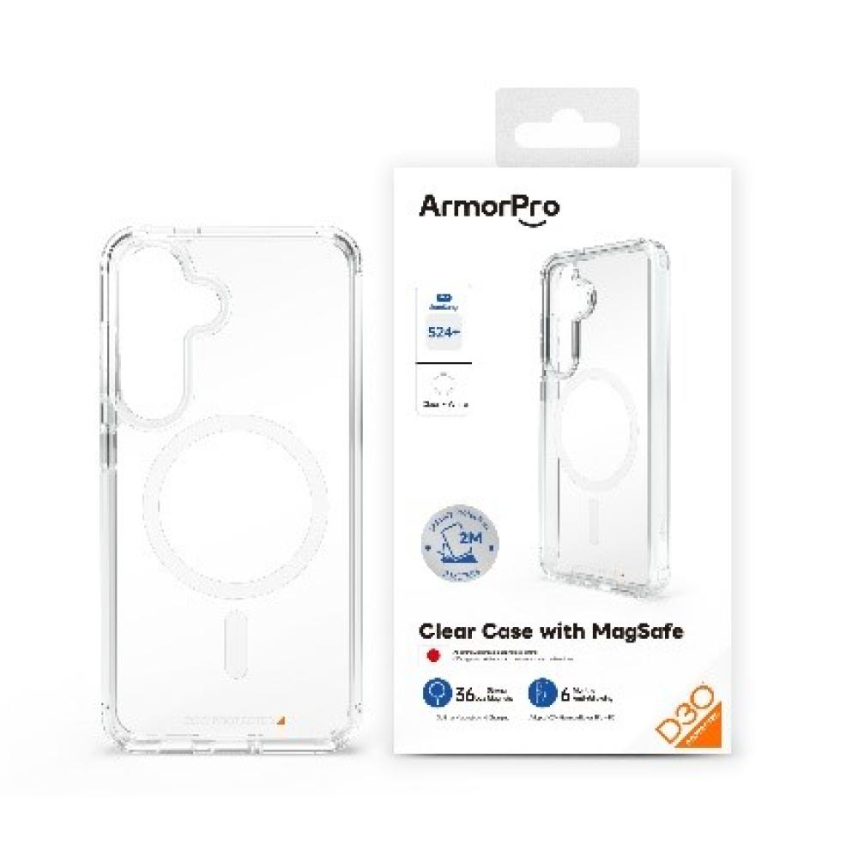 ArmorPro D3O Protected Clear Case with MagSaf = 6975312011928 - غلاف حماية D3O ماق سيف لسامسونج S24 - شفاف - ArmorPro