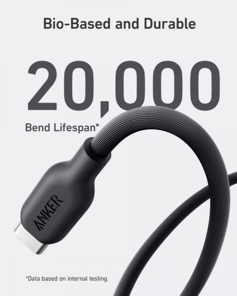 ANKER سلك انكر تايب سي الى تايب سي 0.9 متر يدعم 140 واط - اسود سلك انكر تايب سي الى تايب سي 0.9 متر - اسود سلك انكر تايب سي الى تايب سي 0.9 متر - اسود = 194644103576