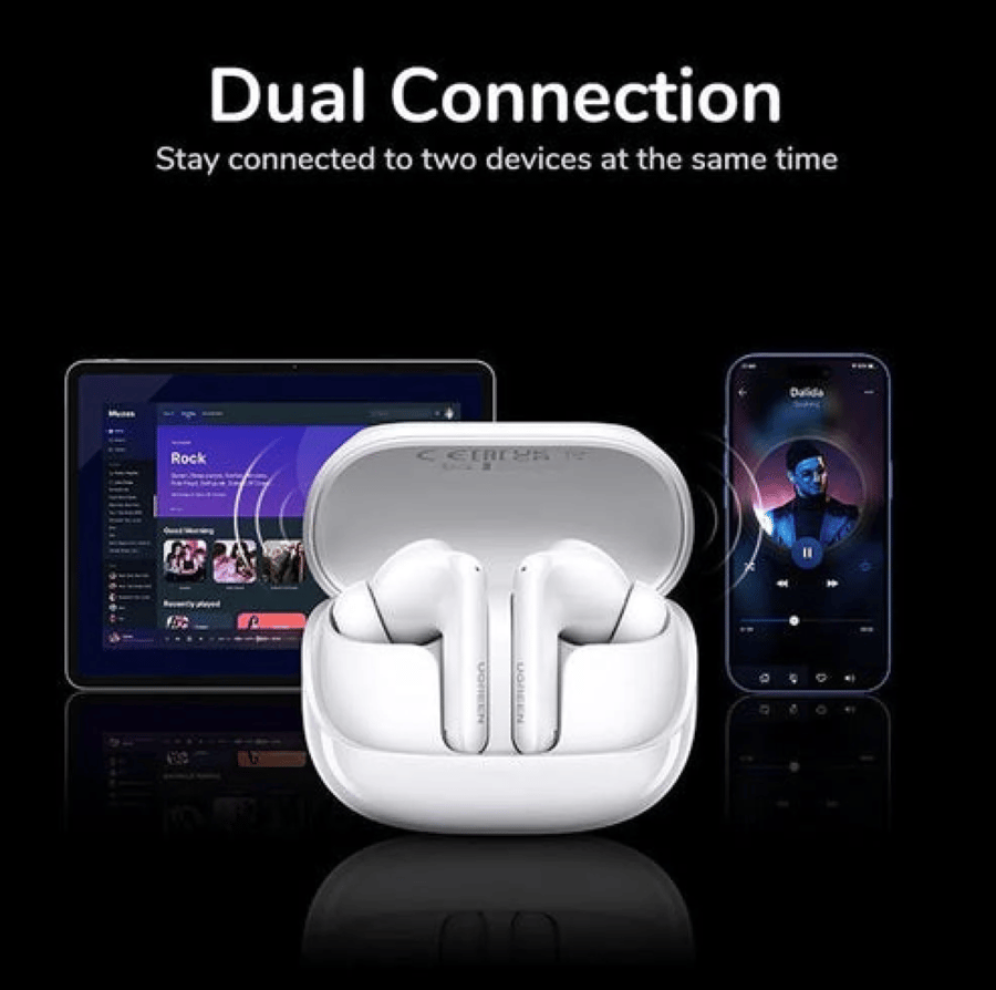 UGREEN يوجرين - سماعات أذن EchoBuds Magic Hybrid النشطة لإلغاء الضوضاء مع شاشة عرض - ابيض = 6941876251377