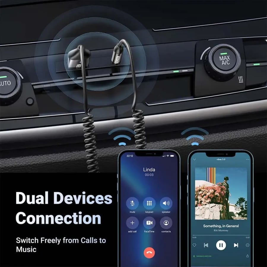 Ugreen يوجرين محول بلوتوث 5.3 للسيارة مع جاك 3.5 ملم = 6957303876013