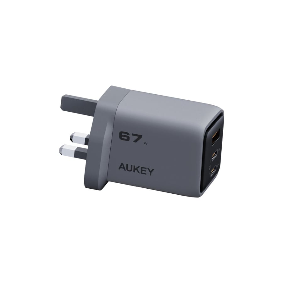 AUKEY شاحن حائط AUKEY PA-C3 Comet Mix 3 67W PD 3-Port GaN مع PPS لأجهزة الكمبيوتر المحمولة والهواتف المحمولة = 689323789252