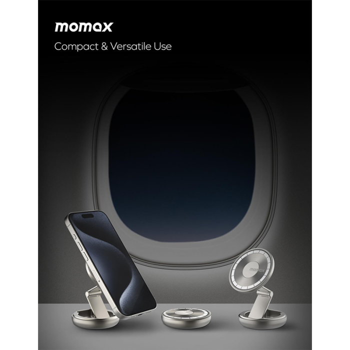 MOMAX=  - ستاند Pac Mount للسيارة والمكتب دوران 360 درجة يدعم الماق سيف -  لونين سلفر + بني = 14894222074507