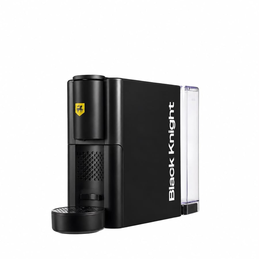 Black Knight ماكينة قهوة كبسولات سوداء مع شعار فيراري أسود =