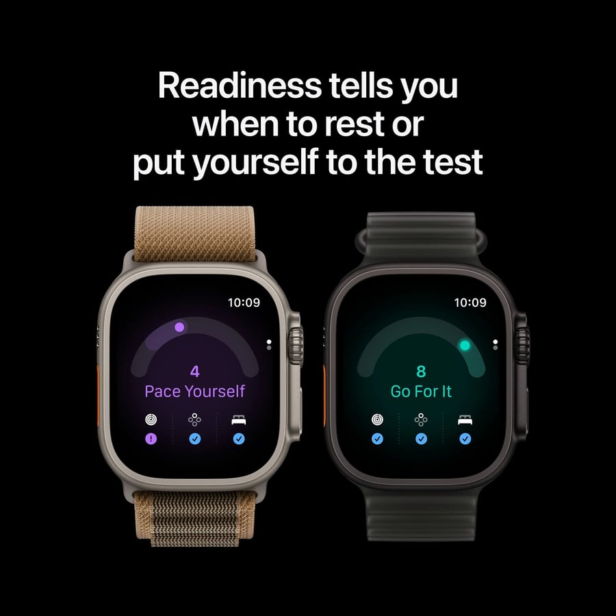 Apple آبل ساعة ألترا 4 GPS + خلوية 49 مم مع هيكل من التيتانيوم وسوار أوشن مقاس واحد يناسب معظم الأحجام = 195951217024