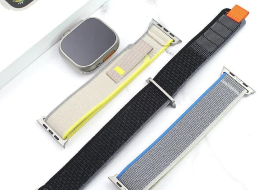 حزام نايلون رياضي مرن قابل للتعديل لسلسلة ساعة ابل الترا قياس 45 مم و44 مم و42 مم، لساعة iWatch 44 مم، حزام سيليكون لساعة اليد   (مزيج من اللون الرمادي والأزرق) = 840056100886