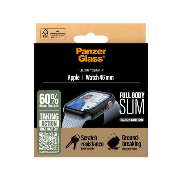 PanzerGlass بانزر جلاس حماية كاملة سليم لساعة ابل 10 مقاس اسود (mm 46) panzer glass = 5715685003660