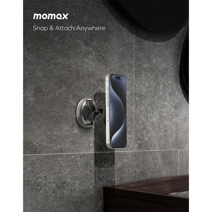 MOMAX=  - ستاند Pac Mount للسيارة والمكتب دوران 360 درجة يدعم الماق سيف -  لونين سلفر + بني = 14894222074507