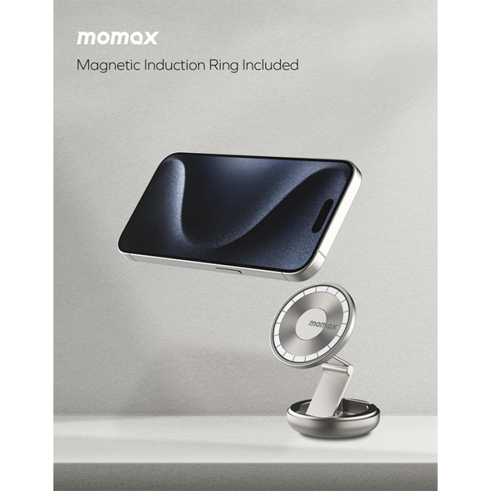 MOMAX=  - ستاند Pac Mount للسيارة والمكتب دوران 360 درجة يدعم الماق سيف -  لونين سلفر + بني = 14894222074507