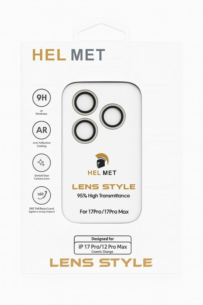 HELMET هيلمت حماية عدسة الكاميرا بتصميم LENS STYLE لهاتفي آيفون 17برو/بروماكس برتقالي= 725488875635