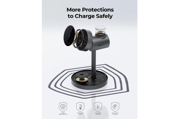 AUKEY شاحن لاسلكي مغناطيسي 3 في 1 من Aukey MagLink (رمادي) = 689323787425