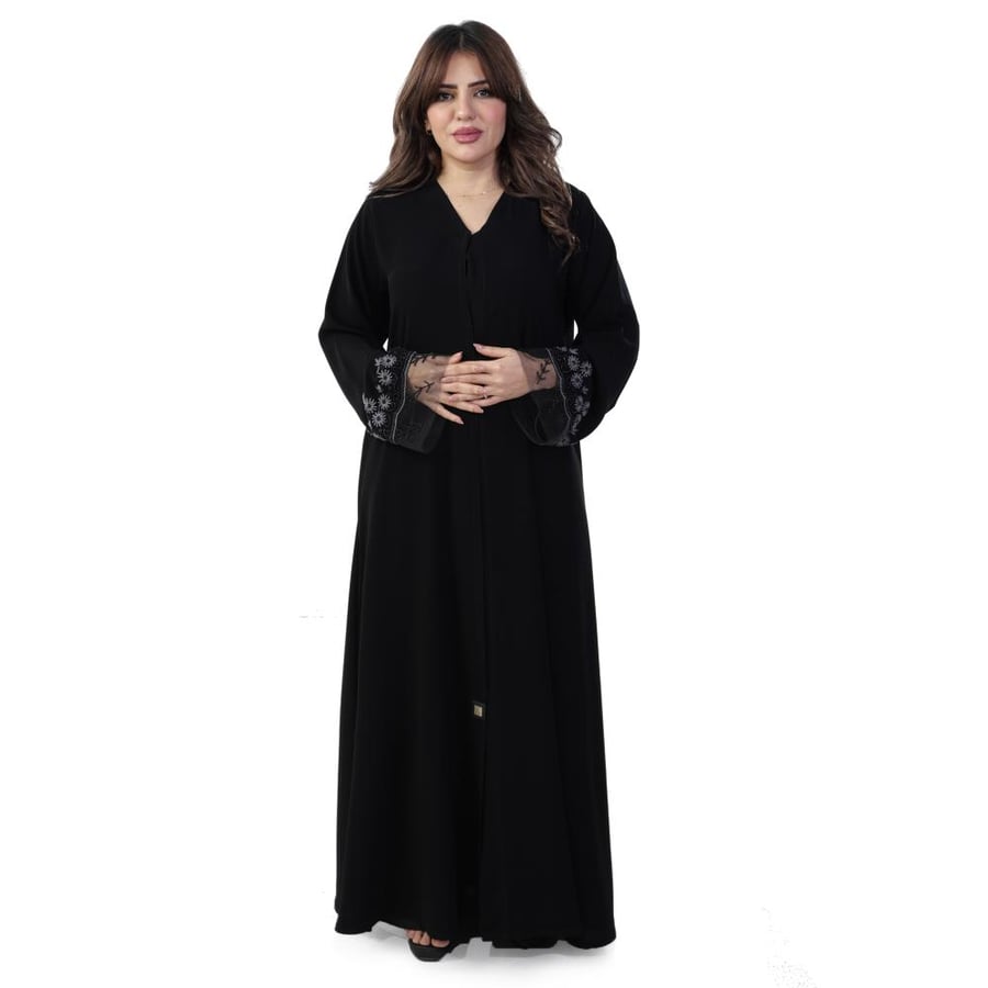 عباية ملكي تطريز ملون ، تطريز تل ، سهرة