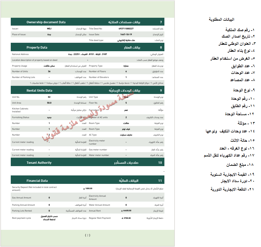 تحرير وتوثيق عقد ايجار سكني