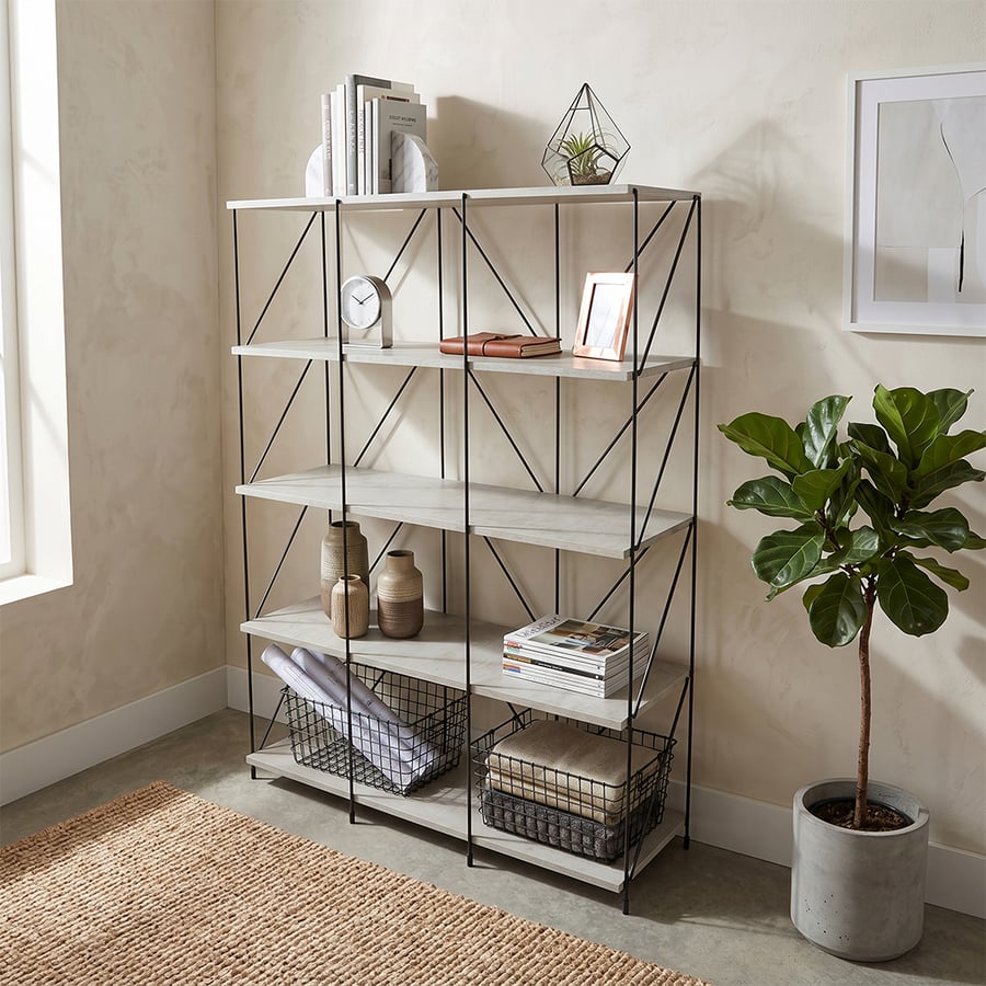 رف مدخل خشب ماليزي 5 مستويات ديكور مداخل مودرن لون رمادي