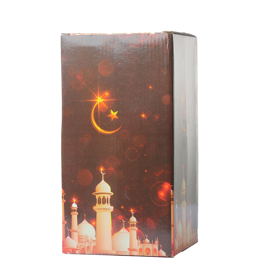 فانوس رمضان لون ذهبي باضاءه LED صوت