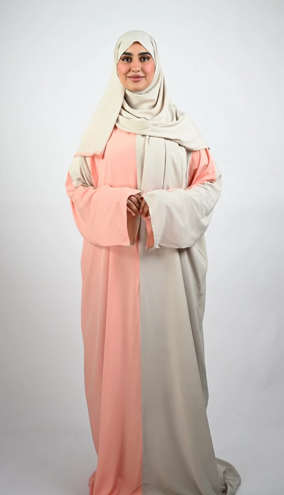 Prayer sheet in two colors, beige and light salmon - zipper