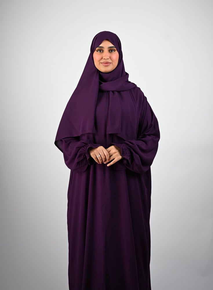شرشف صلاة بنفسجي غامق - بسحاب وأكمام مطاطية